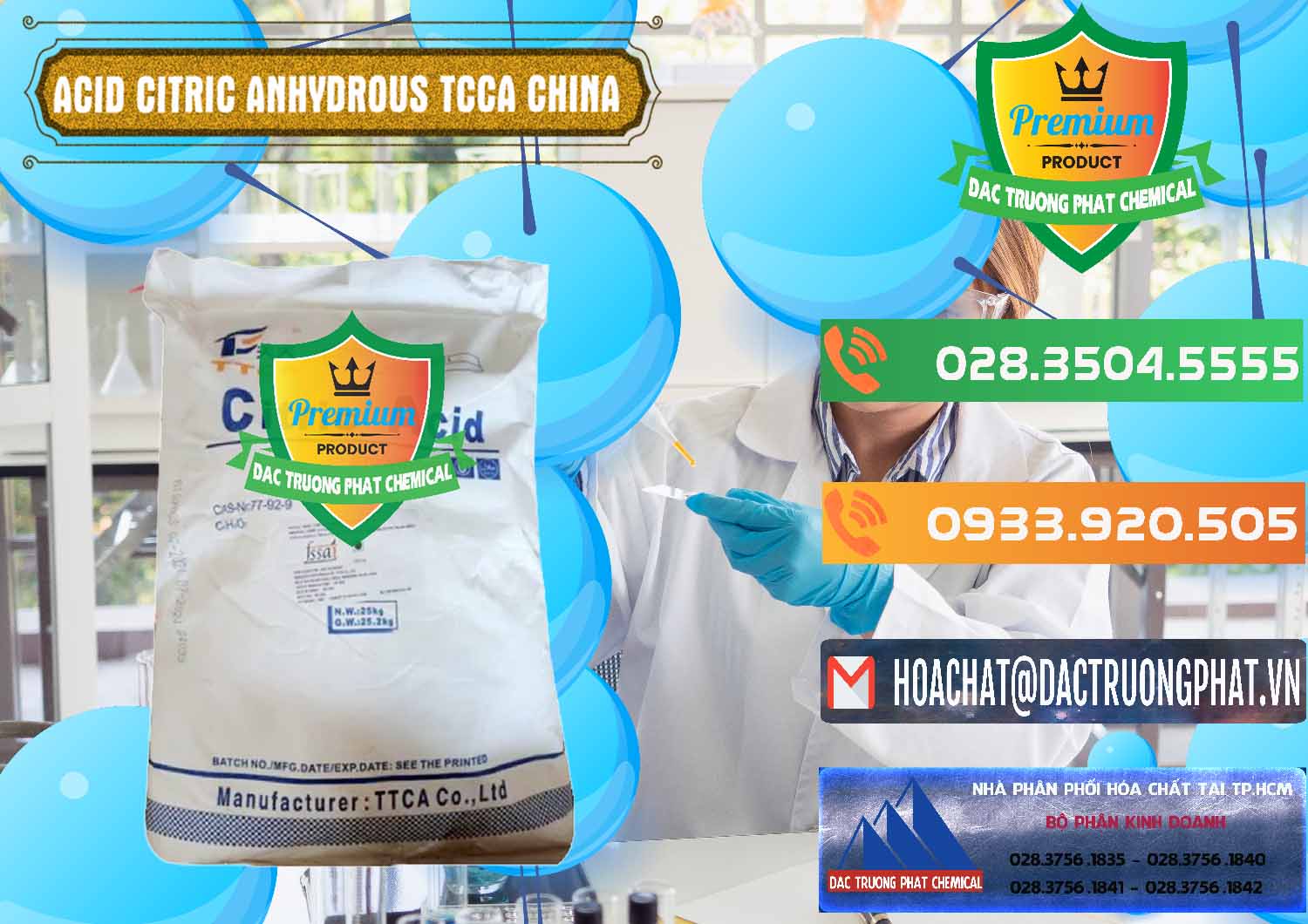 Nơi chuyên nhập khẩu - bán Acid Citric - Axit Citric Anhydrous TCCA Trung Quốc China - 0442 - Công ty phân phối - cung ứng hóa chất tại TP.HCM - hoachatxulynuoc.com.vn
