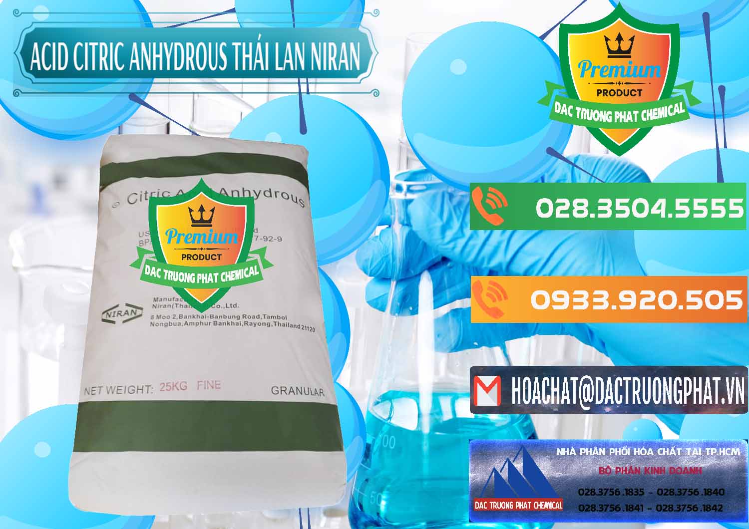 Nơi chuyên bán - phân phối Acid Citric - Axit Citric Anhydrous - Thái Lan Niran - 0231 - Đơn vị chuyên cung cấp - nhập khẩu hóa chất tại TP.HCM - hoachatxulynuoc.com.vn