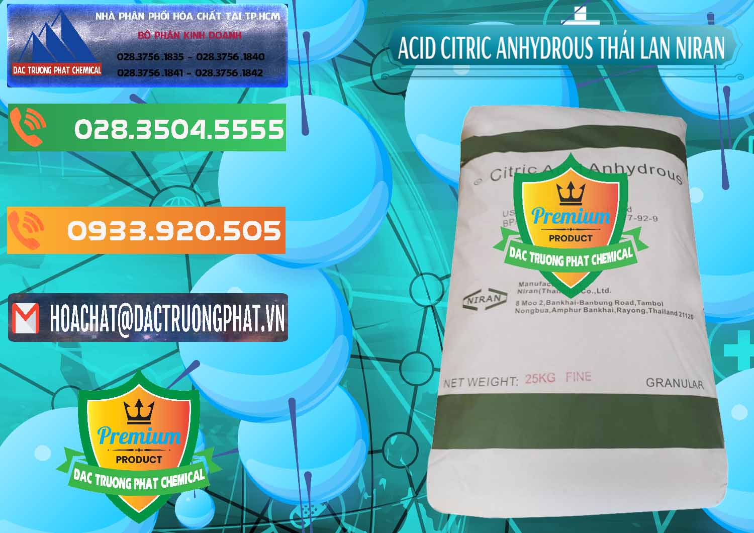 Đơn vị cung cấp & bán Acid Citric - Axit Citric Anhydrous - Thái Lan Niran - 0231 - Nơi nhập khẩu và cung cấp hóa chất tại TP.HCM - hoachatxulynuoc.com.vn