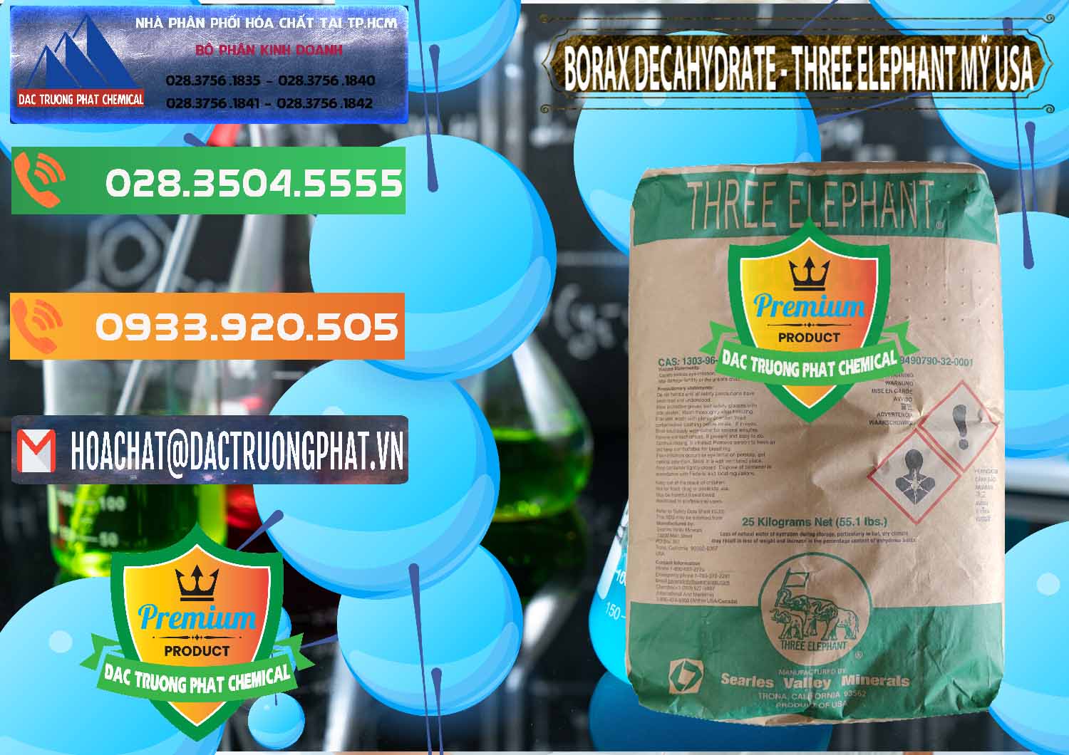 Phân phối - bán Borax Decahydrate NA2B4O7.10H2O Mỹ Three Elephant Usa - 0033 - Kinh doanh và cung cấp hóa chất tại TP.HCM - hoachatxulynuoc.com.vn