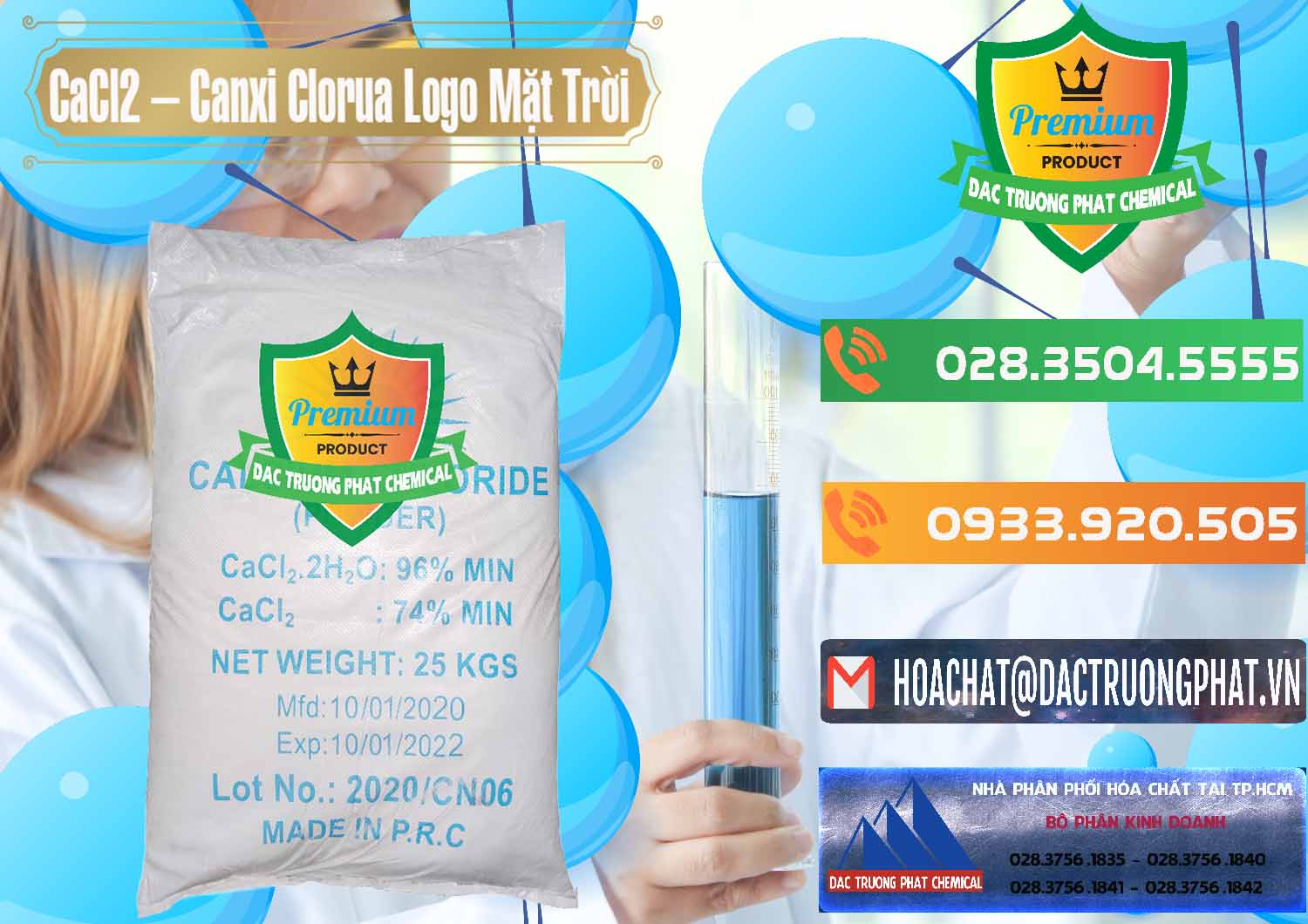 Công ty chuyên bán ( cung ứng ) CaCl2 – Canxi Clorua 96% Logo Mặt Trời Trung Quốc China - 0041 - Cty bán _ cung cấp hóa chất tại TP.HCM - hoachatxulynuoc.com.vn