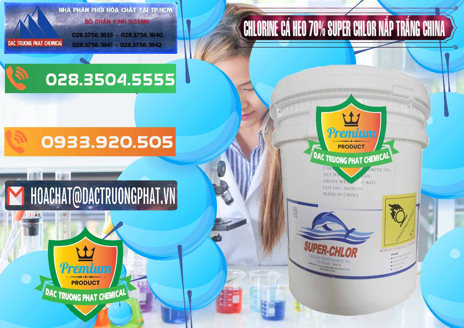 Nơi chuyên phân phối & bán Clorin - Chlorine Cá Heo 70% Super Chlor Nắp Trắng Trung Quốc China - 0240 - Đơn vị cung cấp & phân phối hóa chất tại TP.HCM - hoachatxulynuoc.com.vn