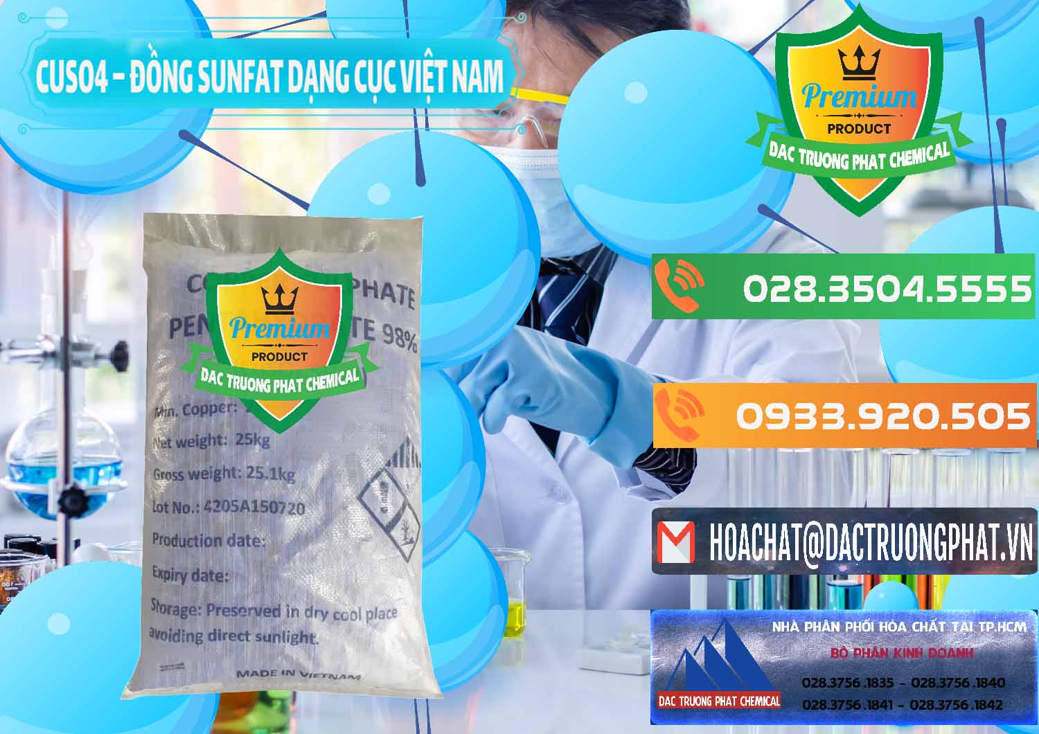 Công ty bán & cung cấp CUSO4 – Đồng Sunfat Dạng Cục Việt Nam - 0303 - Nơi cung cấp - bán hóa chất tại TP.HCM - hoachatxulynuoc.com.vn