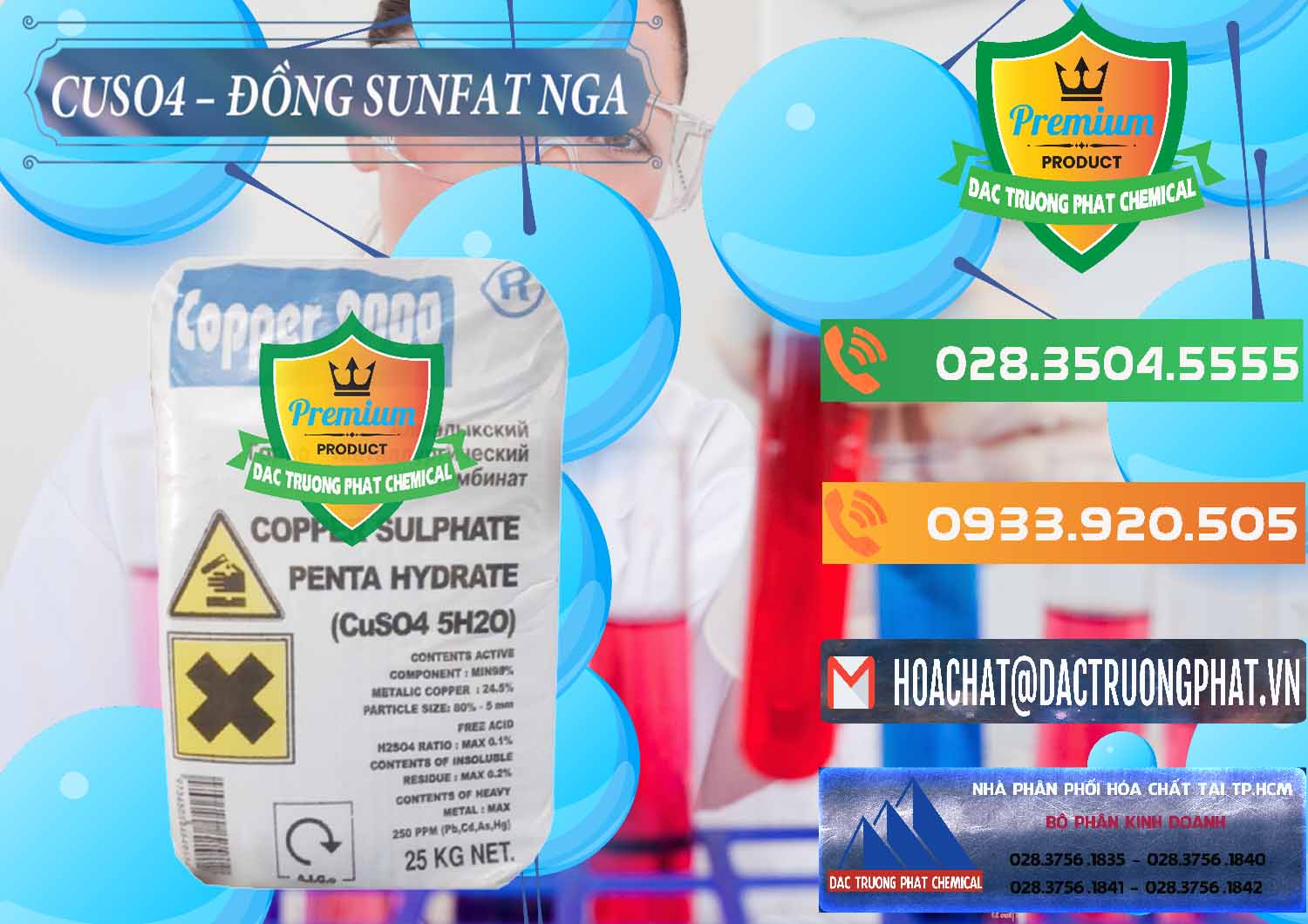 Đơn vị bán - phân phối CuSO4 – Đồng Sunfat Nga Russia - 0480 - Chuyên phân phối - bán hóa chất tại TP.HCM - hoachatxulynuoc.com.vn
