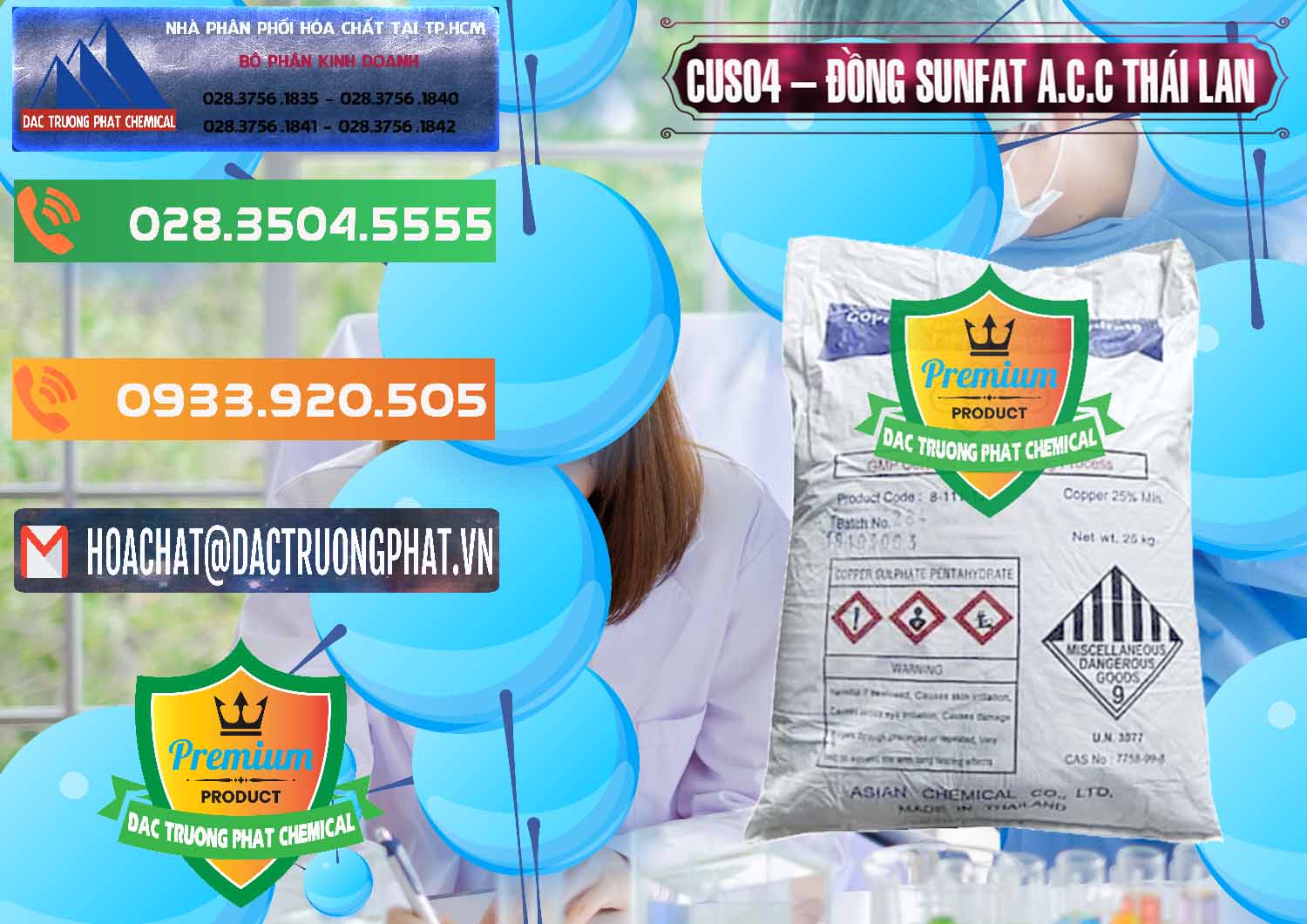Bán _ cung cấp CuSO4 – Đồng Sunfat A.C.C Thái Lan - 0249 - Nhà cung cấp & phân phối hóa chất tại TP.HCM - hoachatxulynuoc.com.vn