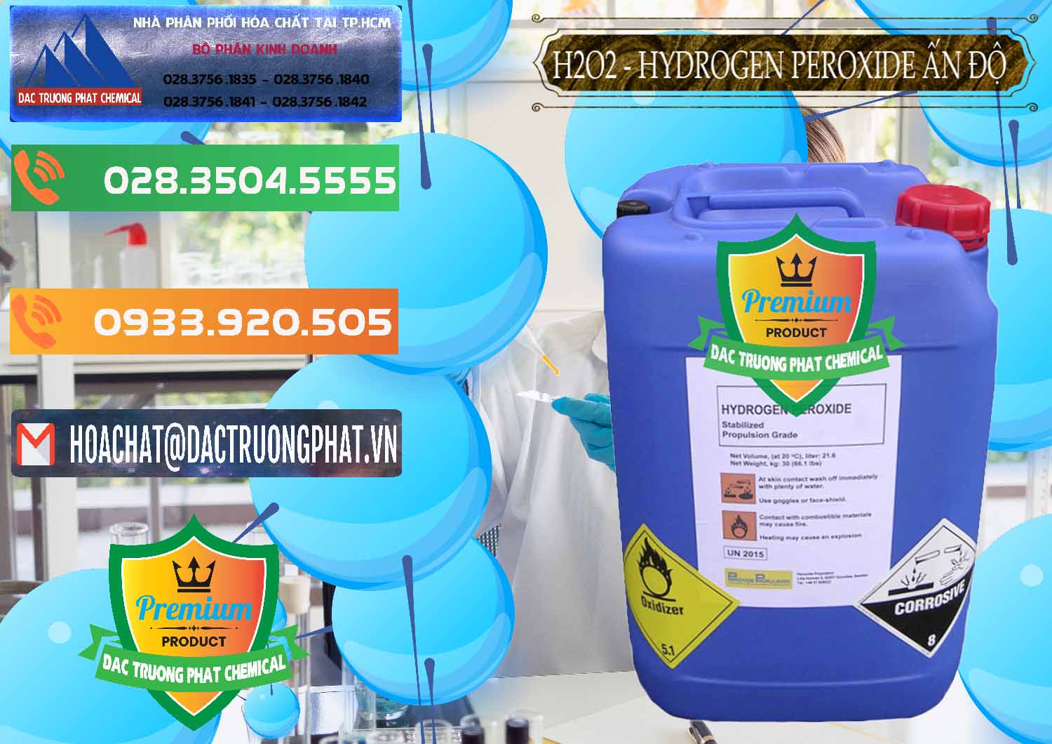 Chuyên cung ứng & bán H2O2 - Hydrogen Peroxide 50% Ấn Độ India - 0349 - Cty chuyên phân phối - bán hóa chất tại TP.HCM - hoachatxulynuoc.com.vn