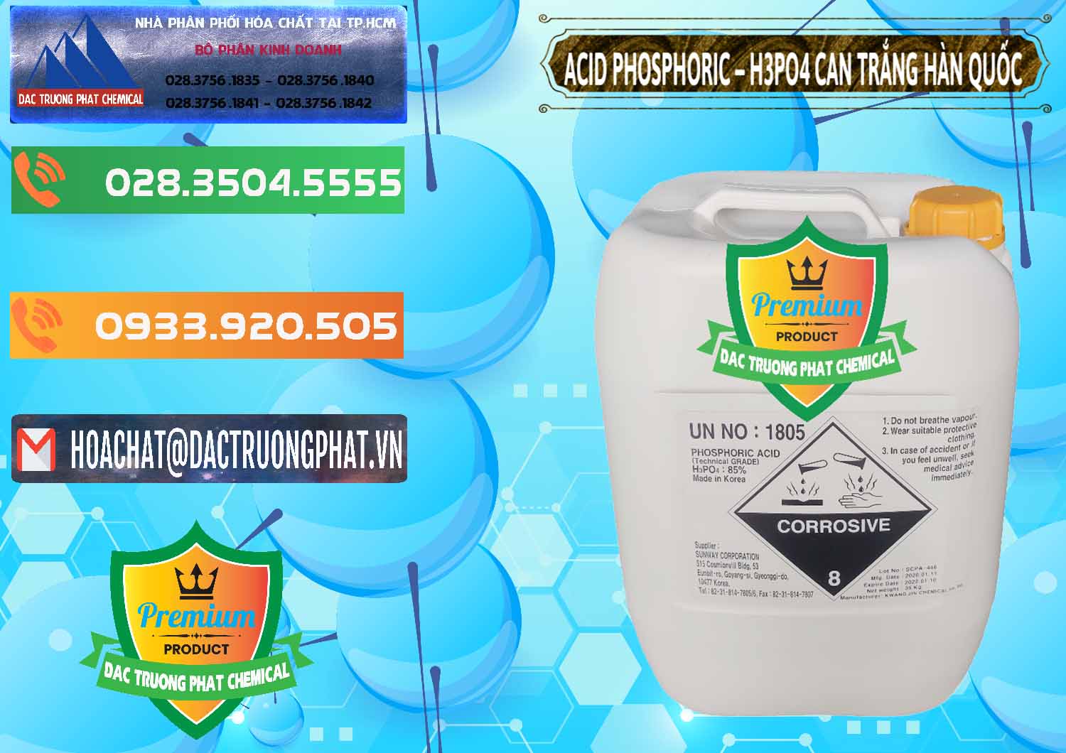 Bán ( cung ứng ) Acid Phosphoric - Axit Phosphoric H3PO4 Can Trắng Hàn Quốc Korea - 0017 - Nơi chuyên cung ứng - phân phối hóa chất tại TP.HCM - hoachatxulynuoc.com.vn
