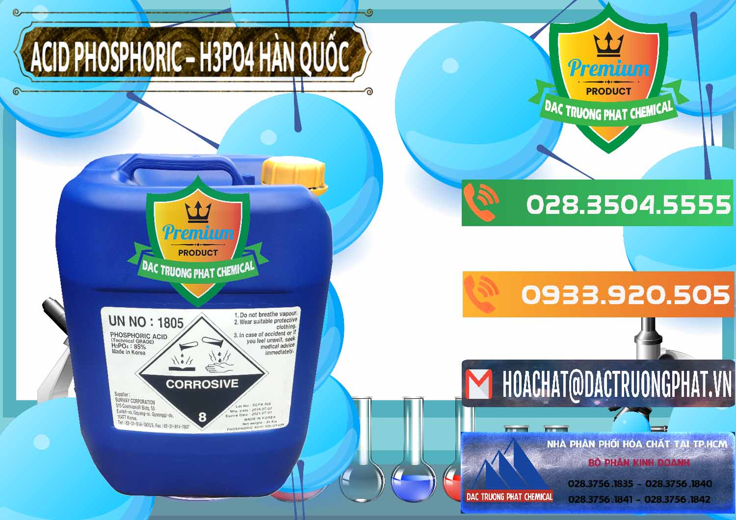 Cty chuyên bán và cung cấp Acid Phosphoric – H3PO4 85% Can Xanh Hàn Quốc Korea - 0016 - Công ty nhập khẩu - cung cấp hóa chất tại TP.HCM - hoachatxulynuoc.com.vn