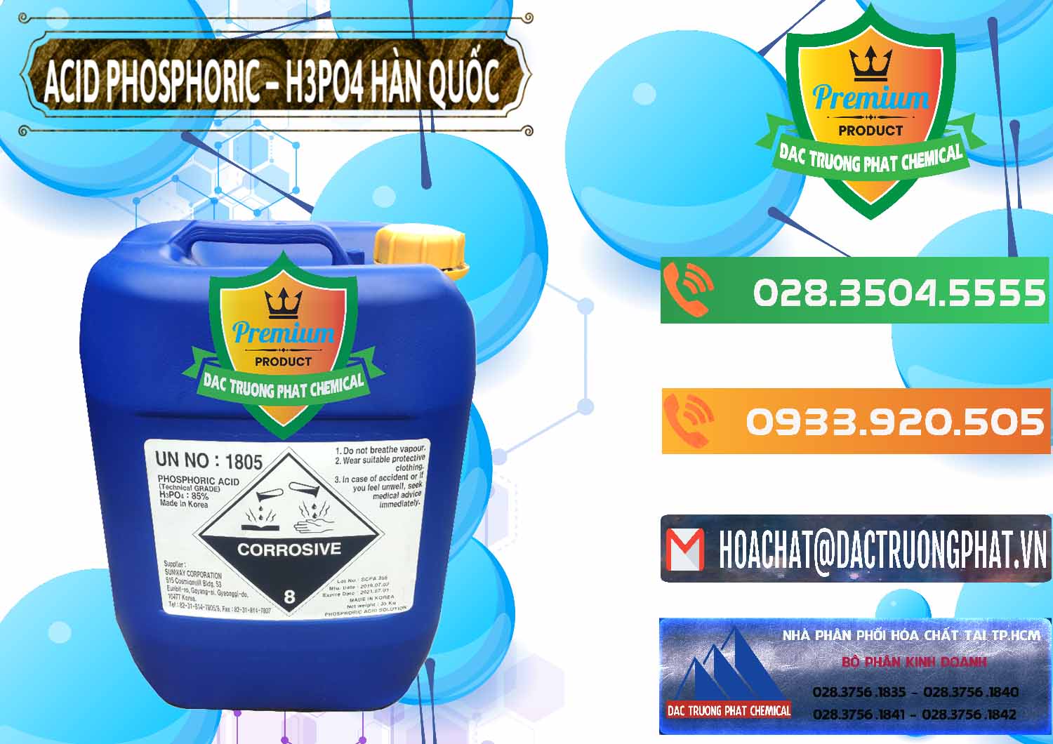 Đơn vị phân phối và bán Acid Phosphoric – H3PO4 85% Can Xanh Hàn Quốc Korea - 0016 - Nơi chuyên bán - cung cấp hóa chất tại TP.HCM - hoachatxulynuoc.com.vn