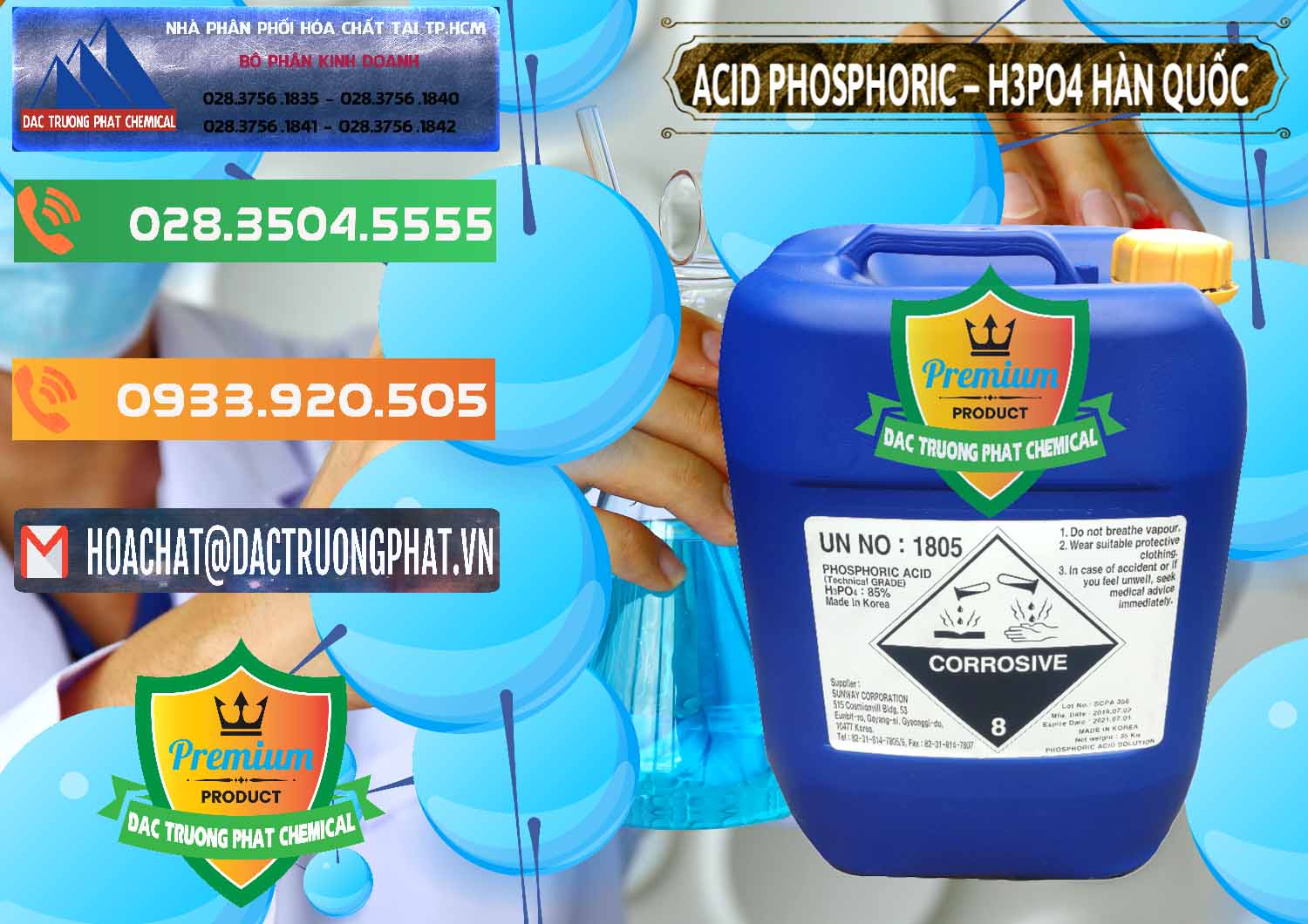Nơi chuyên bán và cung ứng Acid Phosphoric – H3PO4 85% Can Xanh Hàn Quốc Korea - 0016 - Công ty phân phối - cung cấp hóa chất tại TP.HCM - hoachatxulynuoc.com.vn
