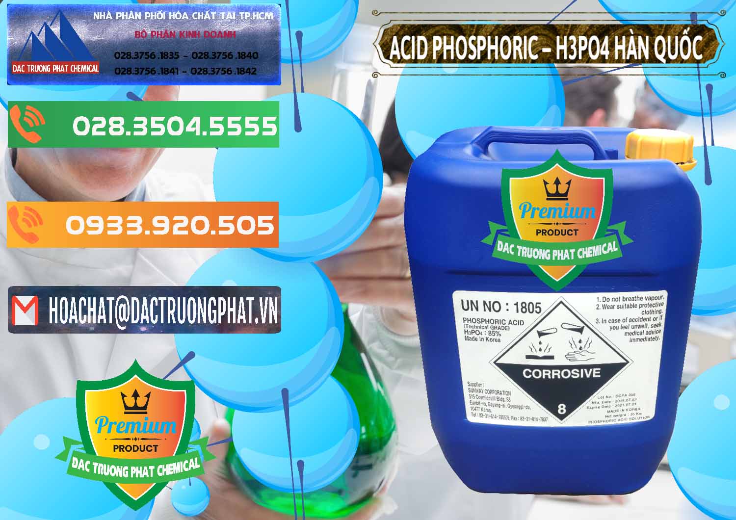 Nhà cung ứng - bán Acid Phosphoric – H3PO4 85% Can Xanh Hàn Quốc Korea - 0016 - Nhập khẩu - cung cấp hóa chất tại TP.HCM - hoachatxulynuoc.com.vn