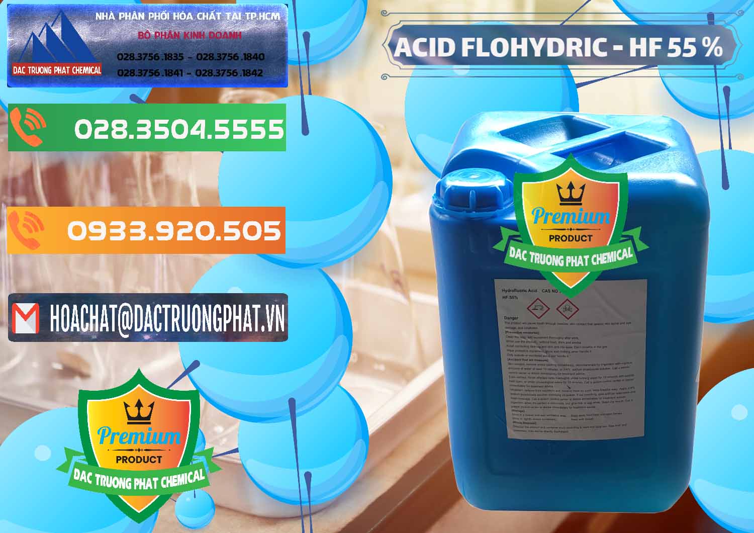 Cty nhập khẩu - bán Axit HF - Acid HF 55% Can Xanh Trung Quốc China - 0080 - Đơn vị cung cấp - nhập khẩu hóa chất tại TP.HCM - hoachatxulynuoc.com.vn