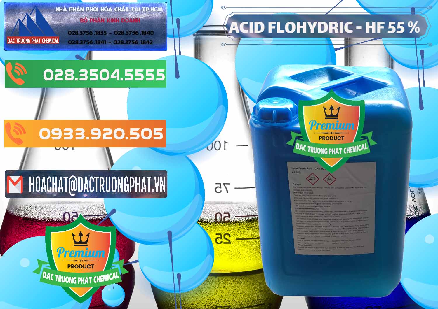 Chuyên cung ứng ( bán ) Axit HF - Acid HF 55% Can Xanh Trung Quốc China - 0080 - Nơi phân phối và cung ứng hóa chất tại TP.HCM - hoachatxulynuoc.com.vn