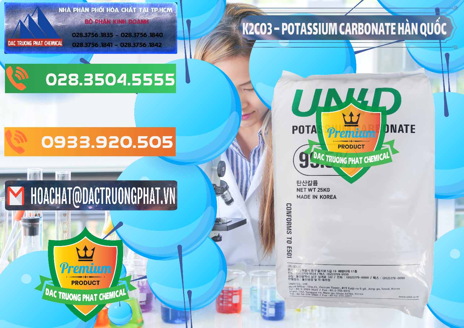 Đơn vị kinh doanh và bán K2Co3 – Potassium Carbonate Unid Hàn Quốc Korea - 0081 - Đơn vị chuyên cung cấp - bán hóa chất tại TP.HCM - hoachatxulynuoc.com.vn
