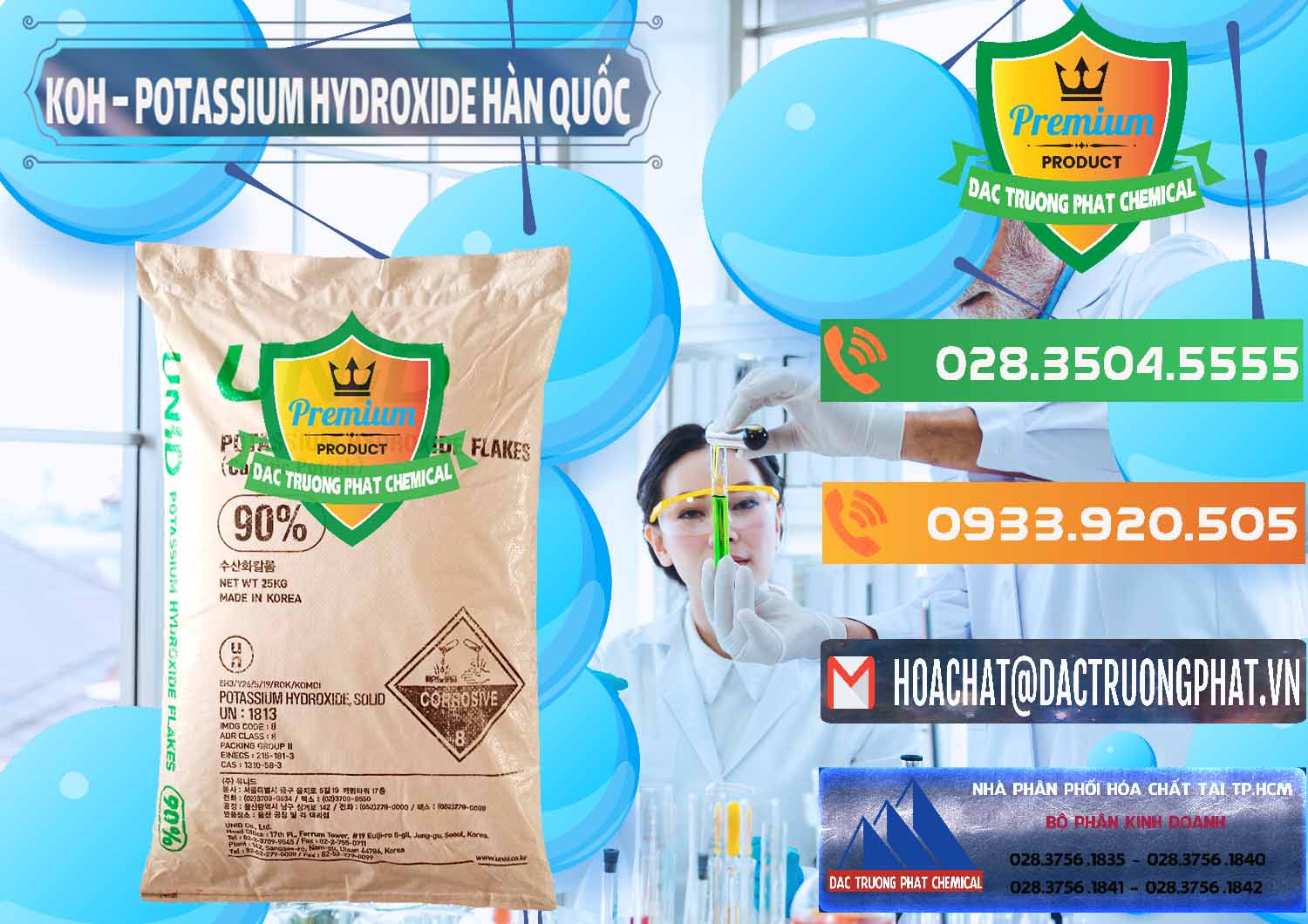 Bán _ phân phối KOH ( 90%) – Potassium Hydroxide Unid Hàn Quốc Korea - 0090 - Công ty chuyên cung cấp ( kinh doanh ) hóa chất tại TP.HCM - hoachatxulynuoc.com.vn