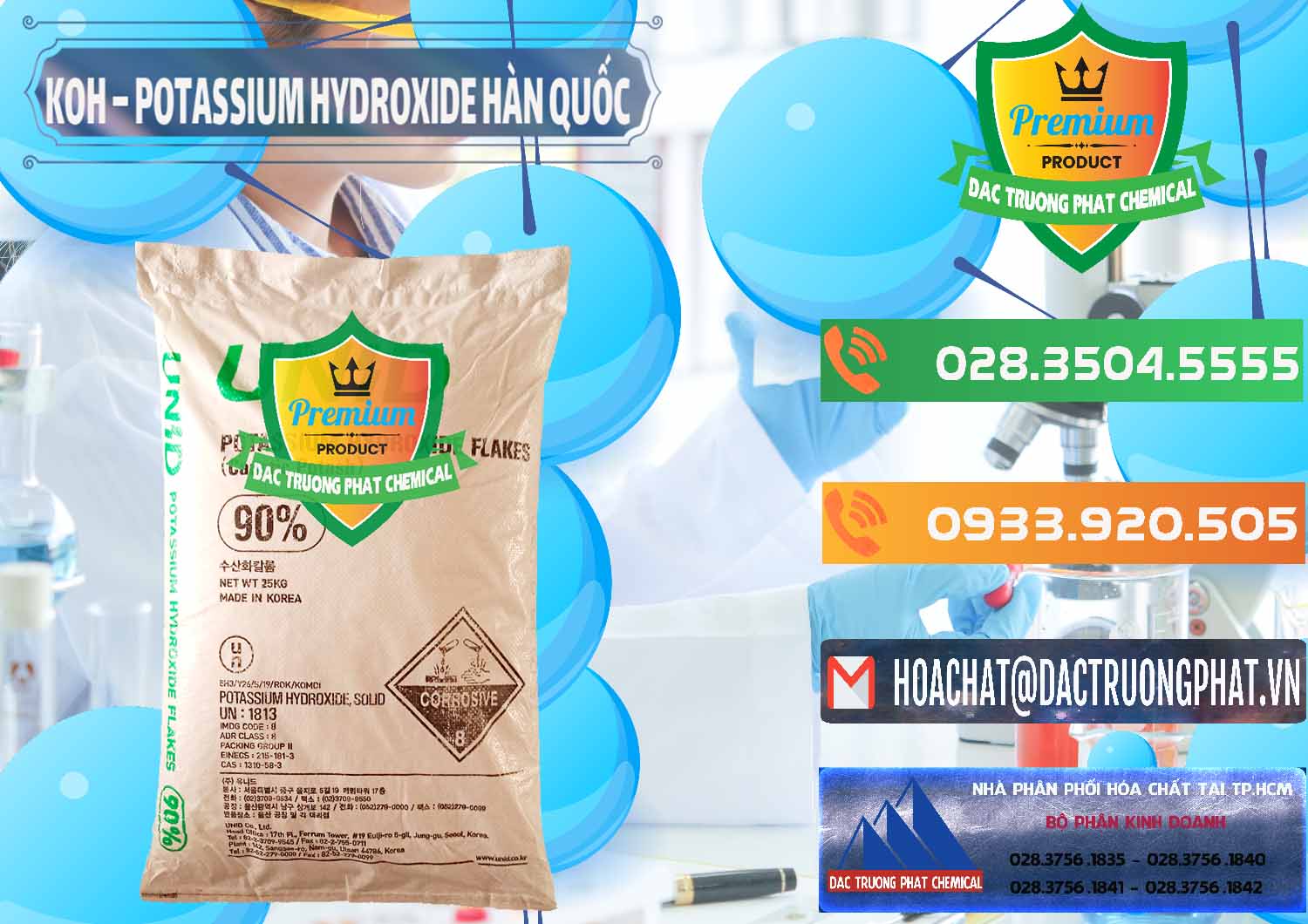 Chuyên cung ứng và bán KOH ( 90%) – Potassium Hydroxide Unid Hàn Quốc Korea - 0090 - Nơi chuyên cung cấp ( nhập khẩu ) hóa chất tại TP.HCM - hoachatxulynuoc.com.vn