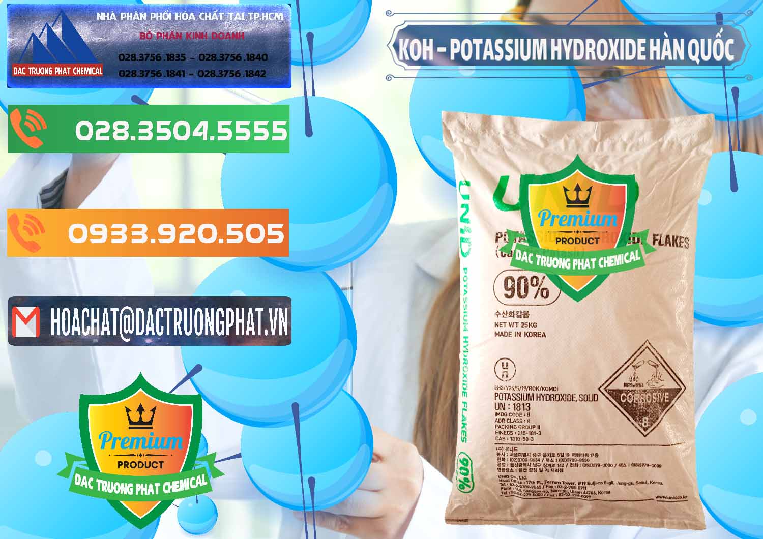 Nơi kinh doanh & bán KOH ( 90%) – Potassium Hydroxide Unid Hàn Quốc Korea - 0090 - Công ty chuyên cung cấp - bán hóa chất tại TP.HCM - hoachatxulynuoc.com.vn
