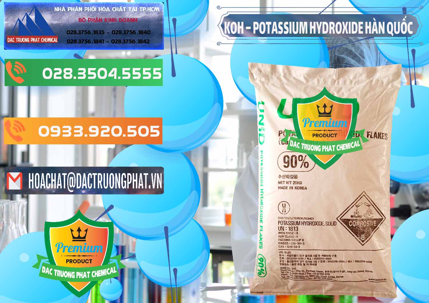 Nơi nhập khẩu và bán KOH ( 90%) – Potassium Hydroxide Unid Hàn Quốc Korea - 0090 - Cty chuyên phân phối ( kinh doanh ) hóa chất tại TP.HCM - hoachatxulynuoc.com.vn