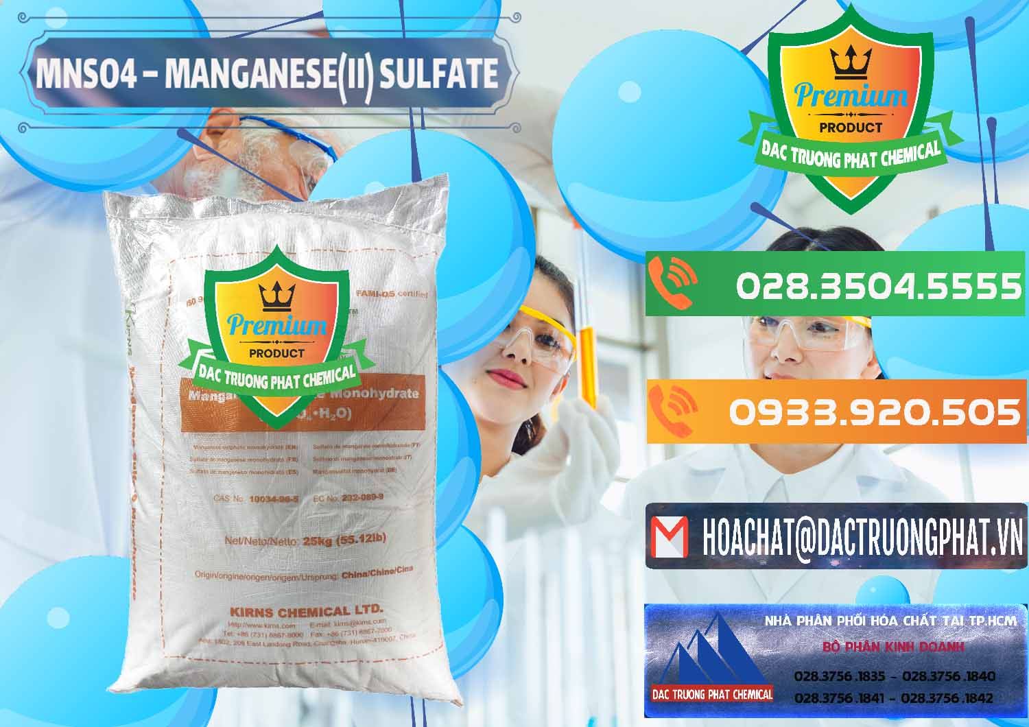 Nơi chuyên cung ứng œ bán Mangan Sulfate _ Sulphate Mangan (II) Dạng Bột Monohydrate Kirns Trung Quốc China Nơi bán và phân phối MNSO4 – Manganese (II) Sulfate Kirns Trung Quốc China - 0095 - Nhà cung cấp _ bán hóa chất tại TP.HCM - hoachatxulynuoc.com.vn