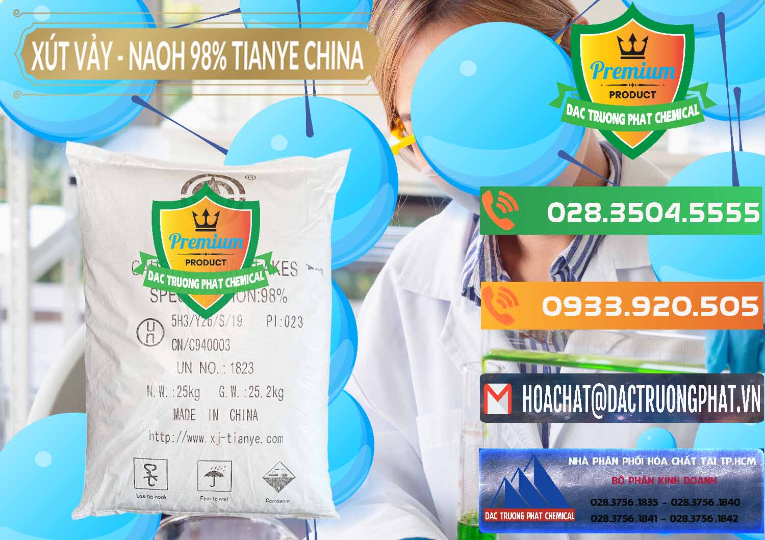 Chuyên phân phối - bán Xút Vảy - NaOH Vảy 98% Tianye Trung Quốc China - 0177 - Chuyên phân phối - nhập khẩu hóa chất tại TP.HCM - hoachatxulynuoc.com.vn