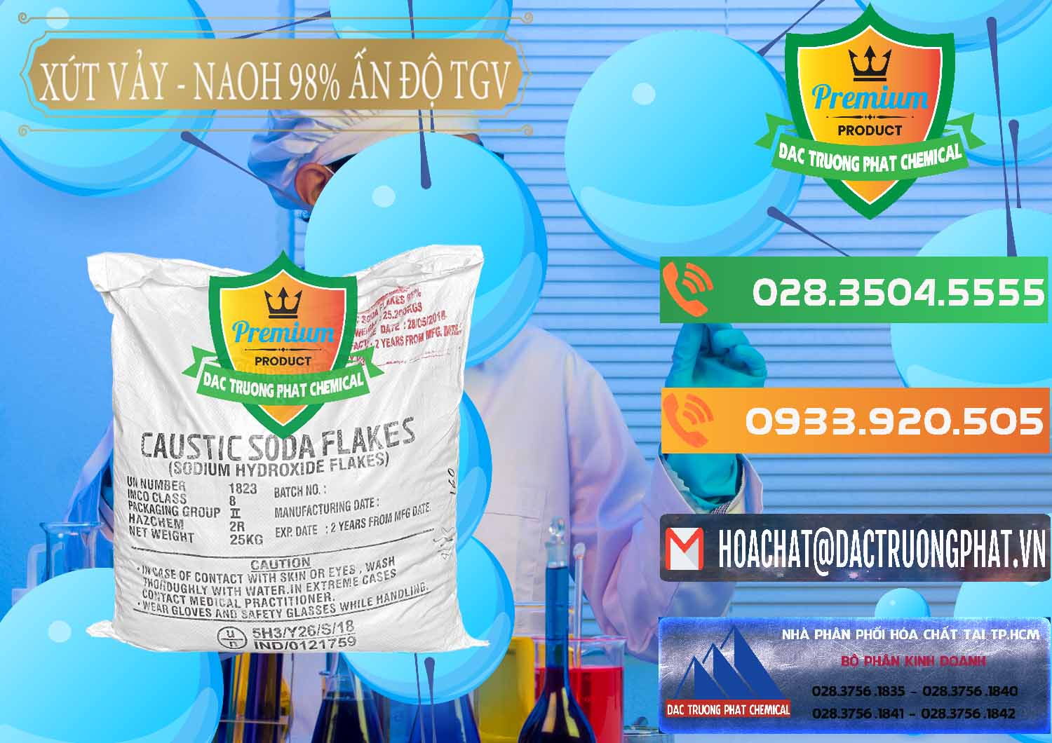 Cty bán | cung cấp hóa chất Hydroxide Sodium Dạng Rắn Khô _ Caustic Soda Flakes 98% TGV Ấn Độ India Cty chuyên phân phối _ bán Xút Vảy - NaOH Vảy 98% TGV Ấn Độ India - 0169 - Cty cung cấp và bán hóa chất tại TP.HCM - hoachatxulynuoc.com.vn