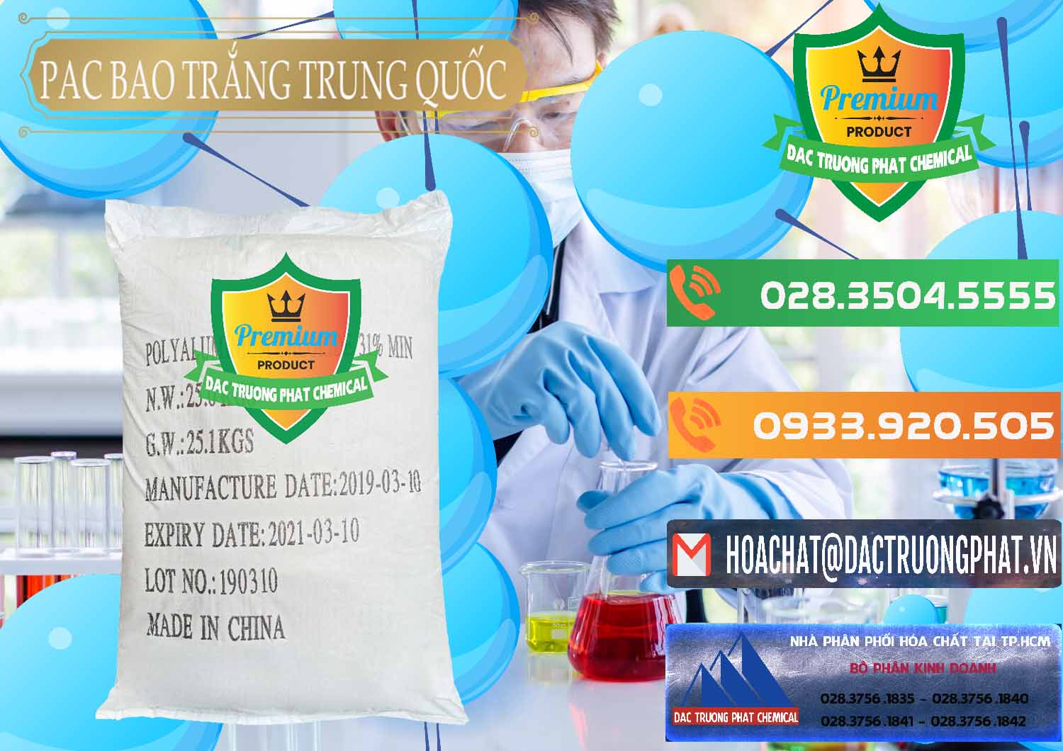 Nơi nhập khẩu ( bán ) PAC - Polyaluminium Chloride Bao Trắng Trung Quốc China - 0108 - Cty bán và phân phối hóa chất tại TP.HCM - hoachatxulynuoc.com.vn