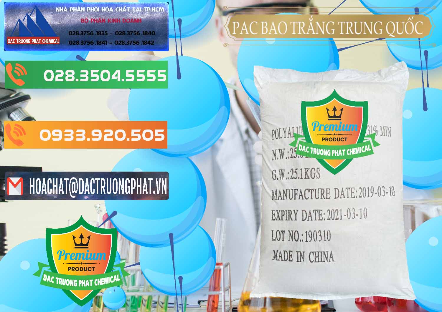 Cty chuyên kinh doanh - bán PAC - Polyaluminium Chloride Bao Trắng Trung Quốc China - 0108 - Chuyên phân phối & nhập khẩu hóa chất tại TP.HCM - hoachatxulynuoc.com.vn