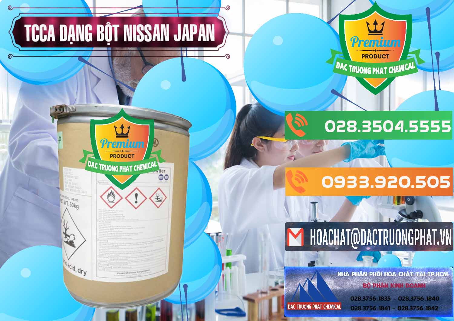 Cty chuyên bán ( phân phối ) TCCA - Acid Trichloroisocyanuric 90% Dạng Bột Nissan Nhật Bản Japan - 0375 - Cty chuyên nhập khẩu & cung cấp hóa chất tại TP.HCM - hoachatxulynuoc.com.vn