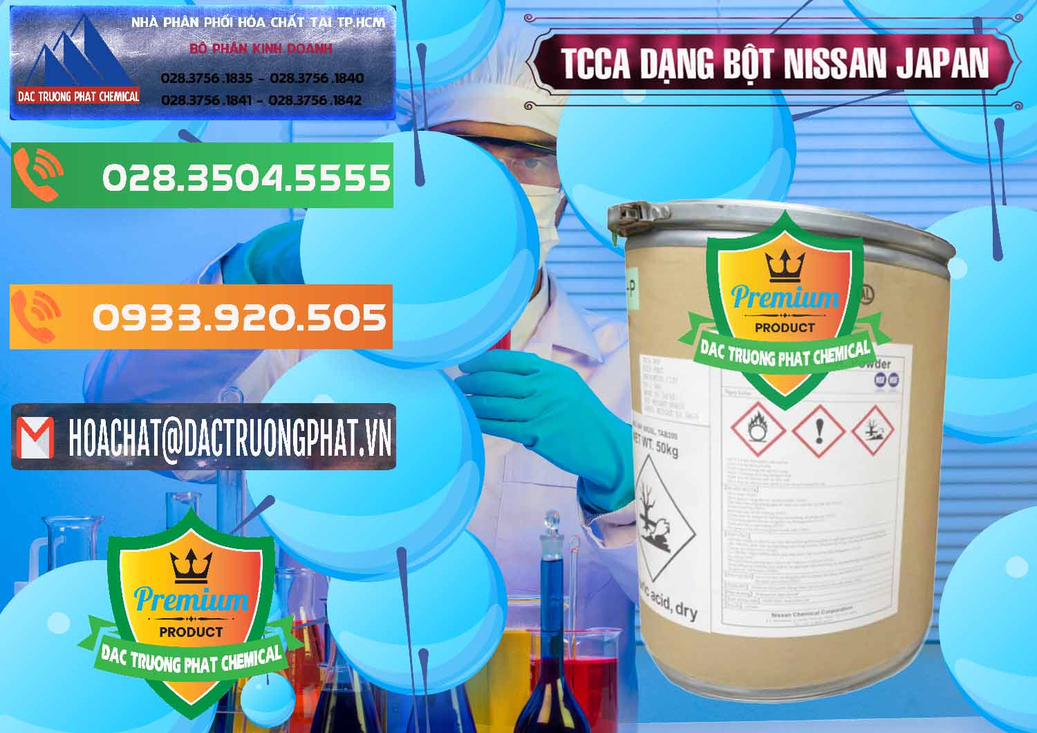 Cty chuyên bán - phân phối TCCA - Acid Trichloroisocyanuric 90% Dạng Bột Nissan Nhật Bản Japan - 0375 - Cty chuyên cung cấp và kinh doanh hóa chất tại TP.HCM - hoachatxulynuoc.com.vn