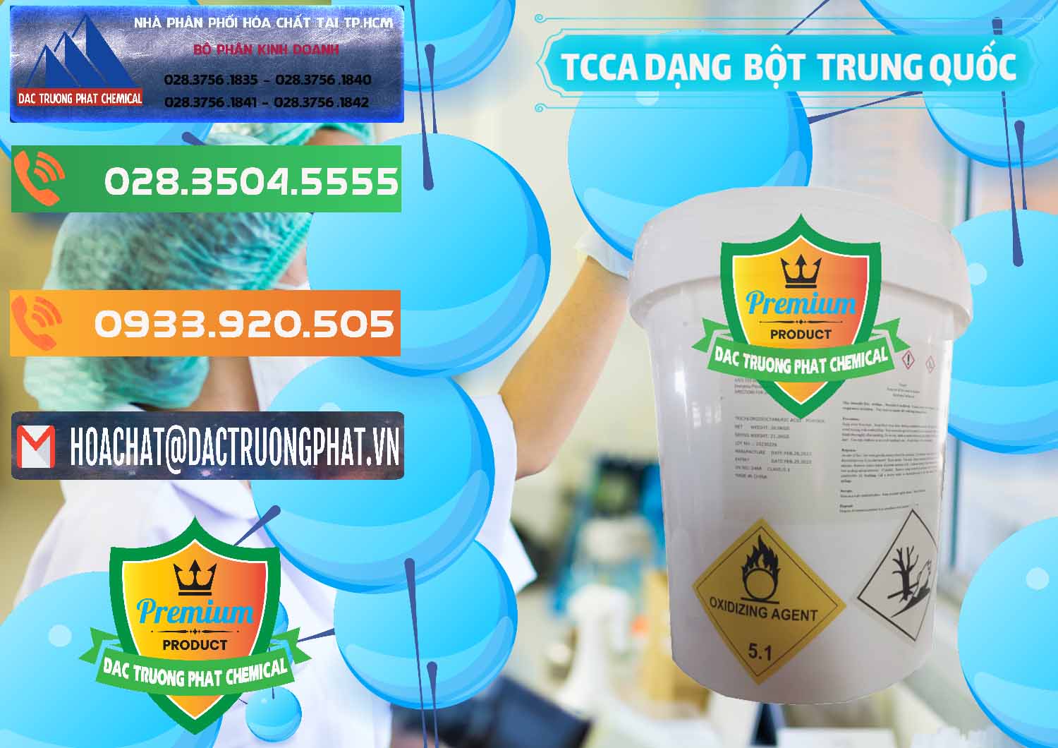 Bán ( cung cấp ) TCCA - Acid Trichloroisocyanuric Dạng Bột Thùng 20kg Trung Quốc China - 0386 - Chuyên kinh doanh và phân phối hóa chất tại TP.HCM - hoachatxulynuoc.com.vn