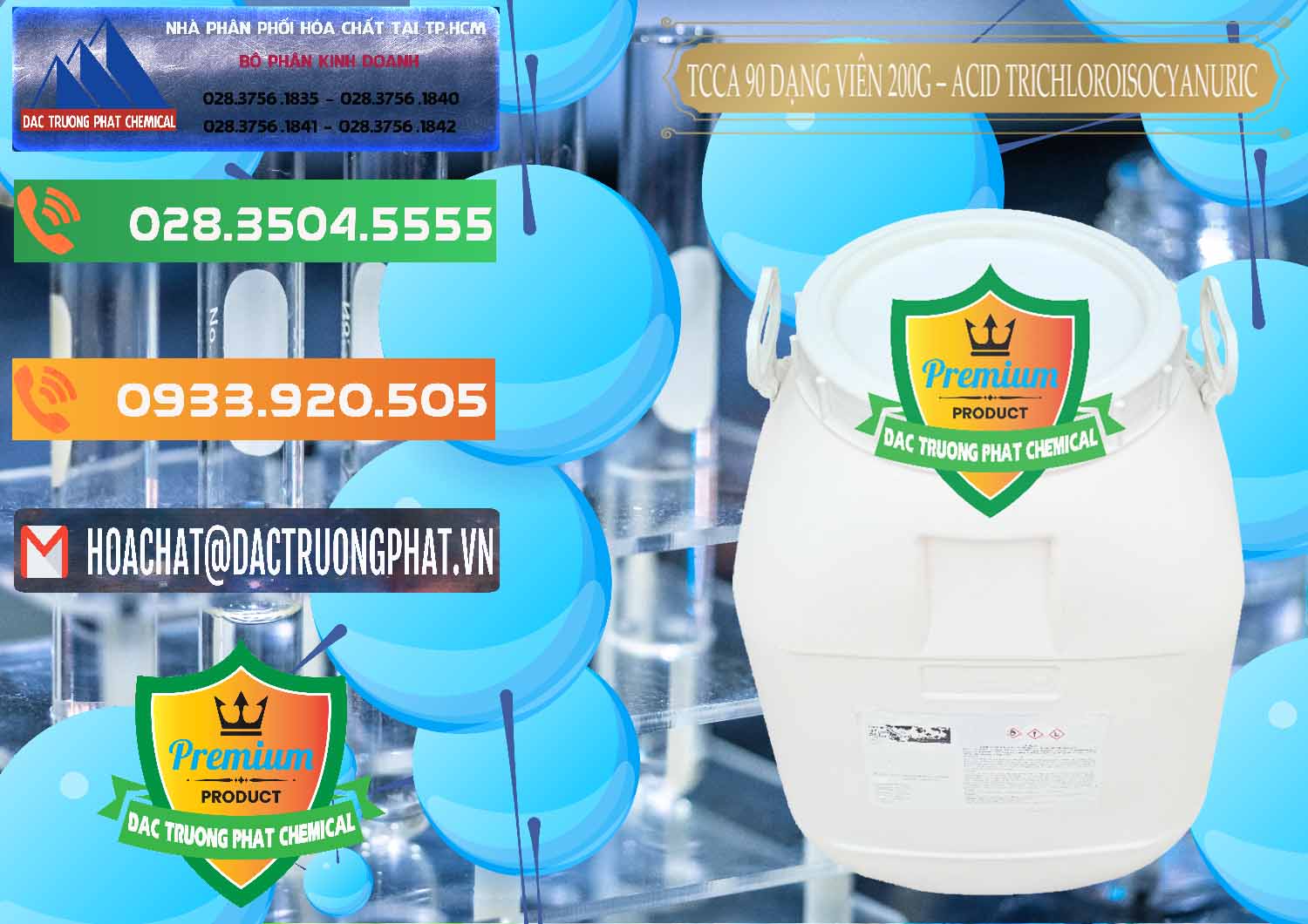 Nơi chuyên cung ứng _ bán TCCA - Acid Trichloroisocyanuric 90% Dạng Viên 200G Trung Quốc China - 0162 - Công ty chuyên nhập khẩu ( cung cấp ) hóa chất tại TP.HCM - hoachatxulynuoc.com.vn