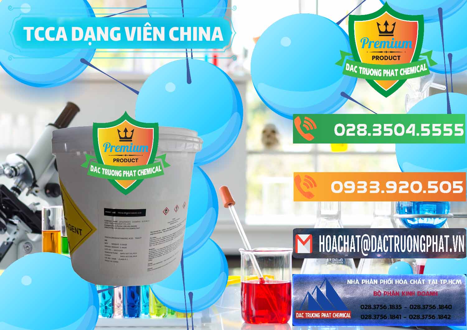 Đơn vị chuyên phân phối và bán TCCA - Acid Trichloroisocyanuric Dạng Viên Thùng 5kg Trung Quốc China - 0379 - Đơn vị chuyên kinh doanh _ phân phối hóa chất tại TP.HCM - hoachatxulynuoc.com.vn