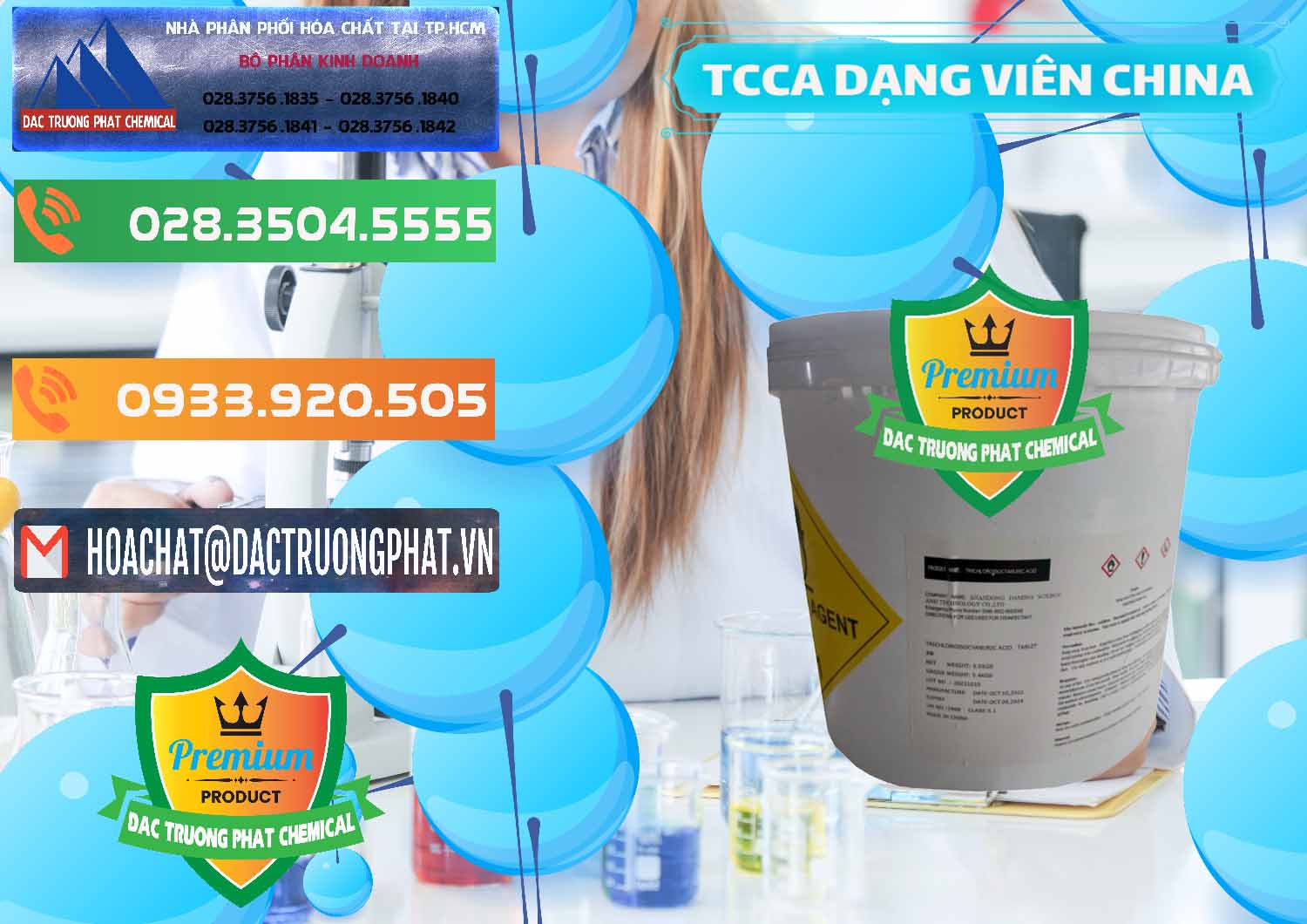 Nhà cung cấp và bán TCCA - Acid Trichloroisocyanuric Dạng Viên Thùng 5kg Trung Quốc China - 0379 - Cty chuyên cung cấp - bán hóa chất tại TP.HCM - hoachatxulynuoc.com.vn
