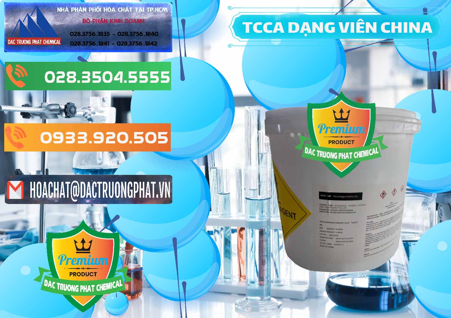Nhập khẩu _ bán TCCA - Acid Trichloroisocyanuric Dạng Viên Thùng 5kg Trung Quốc China - 0379 - Công ty kinh doanh _ cung cấp hóa chất tại TP.HCM - hoachatxulynuoc.com.vn