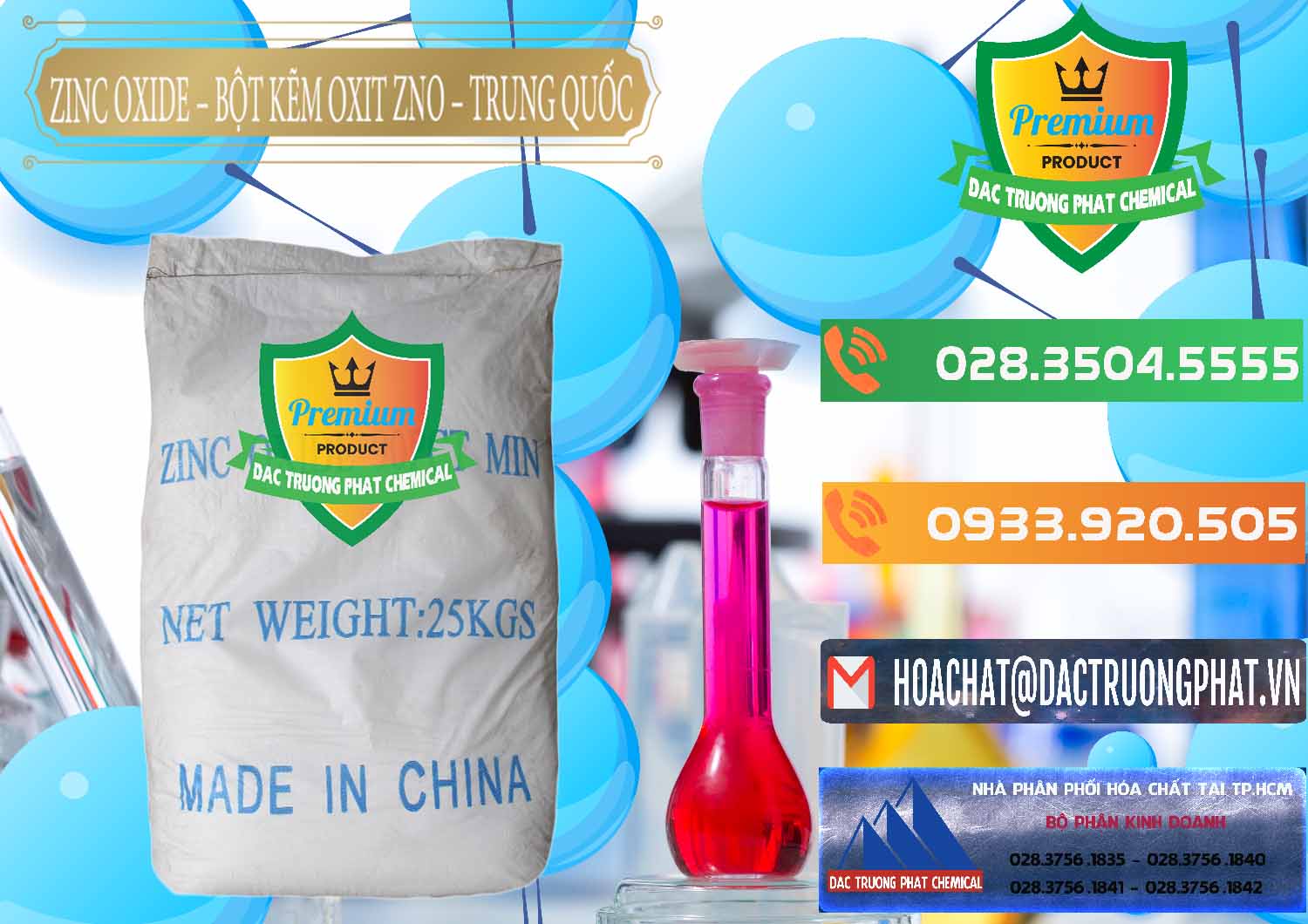 Nơi nhập khẩu ( bán ) Zinc Oxide - Bột Kẽm Oxit ZNO Trung Quốc China - 0182 - Chuyên phân phối - kinh doanh hóa chất tại TP.HCM - hoachatxulynuoc.com.vn