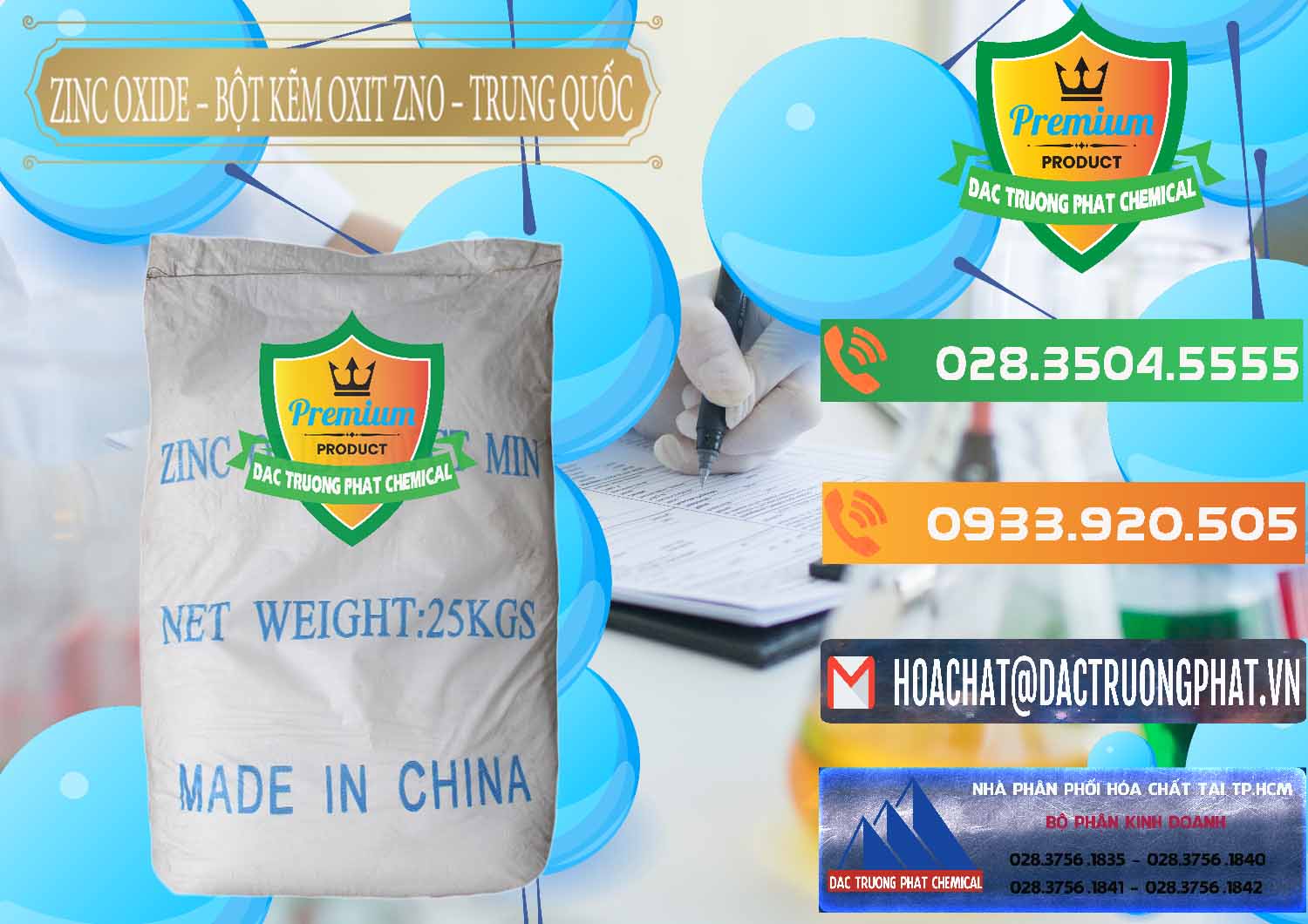 Nơi cung cấp - bán Zinc Oxide - Bột Kẽm Oxit ZNO Trung Quốc China - 0182 - Cty chuyên nhập khẩu và cung cấp hóa chất tại TP.HCM - hoachatxulynuoc.com.vn