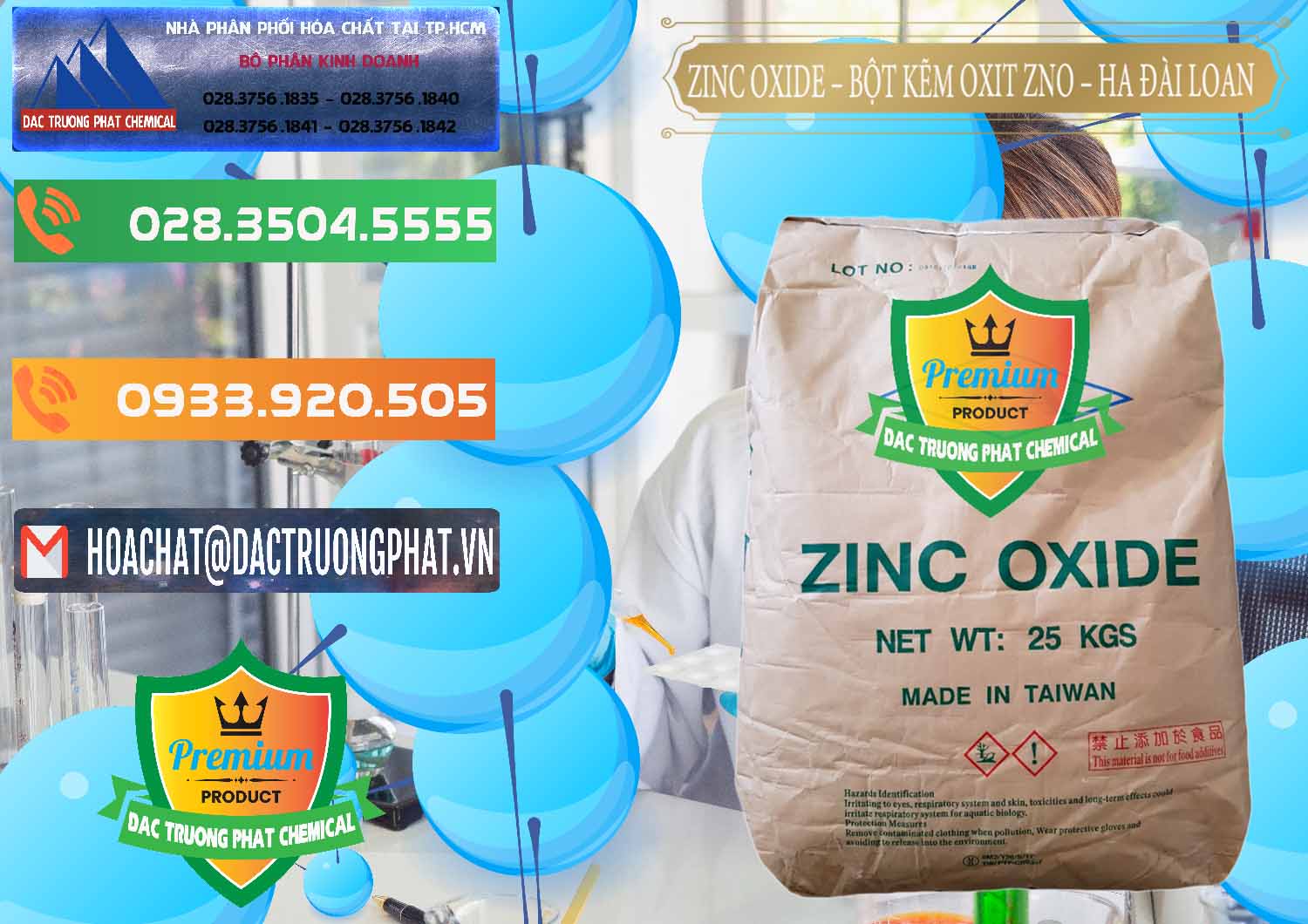 Chuyên bán ( cung ứng ) Zinc Oxide - Bột Kẽm Oxit ZNO HA Đài Loan Taiwan - 0180 - Nơi cung cấp _ phân phối hóa chất tại TP.HCM - hoachatxulynuoc.com.vn